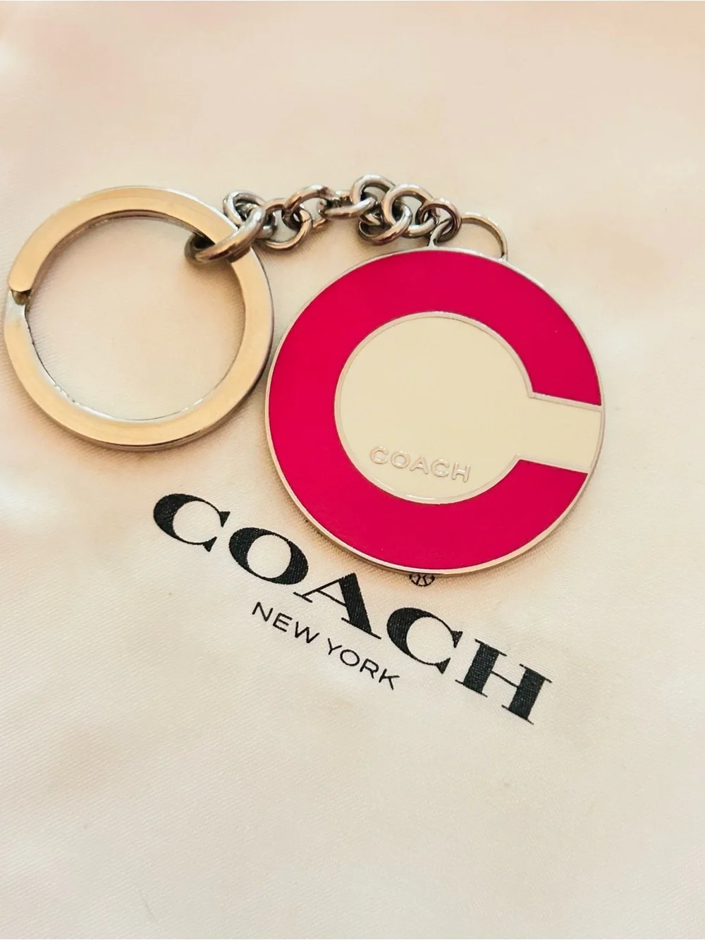 RARE Coach Y2K Pink C Charm Keychain/ Bag Charm